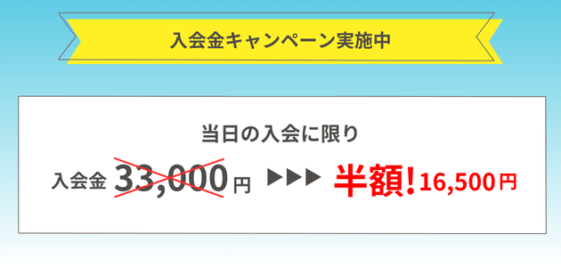 入会金キャンペーン実施中を告知する画像。